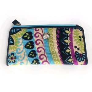 Spartina 449 Daufuskie Island Floral Snap Wallet Linen Print‎ Leather Bifold